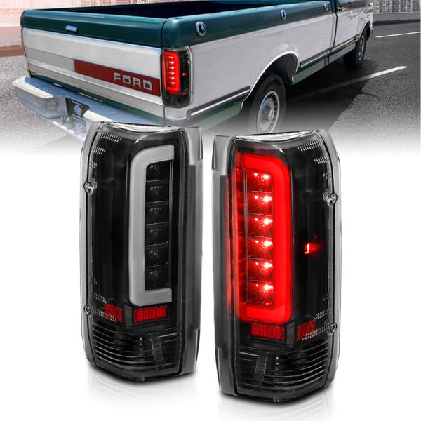 ANZO LED Tail Lights for 19871996 Ford F-150 - Black Housing, Clear Lens (Pair)