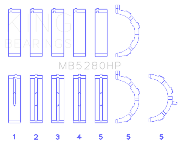 King Ford Prod. V8 4.6L/5.4L Will Not Fit 13-14 GT500 Performance Main Bearing Set - Size STD