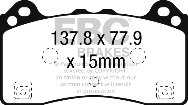 EBC Yellowstuff Performance Front Brake Pads for 2015-2016 Ford Focus RS
