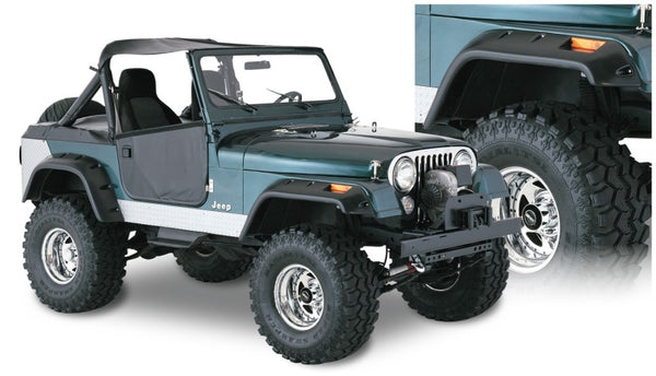 Bushwacker Cutout Fender Flares for 59-83 Jeep CJ5 - 4 Piece, Matte Black