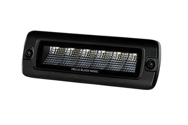 Hella Black Magic 6 LED Flush Mount Mini Light Bar - Flood Beam