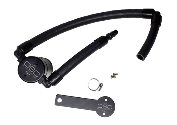 J&L Oil Separator for 18-22 Kia Stinger GT 3.3TT - Passenger Side - Black Anodized