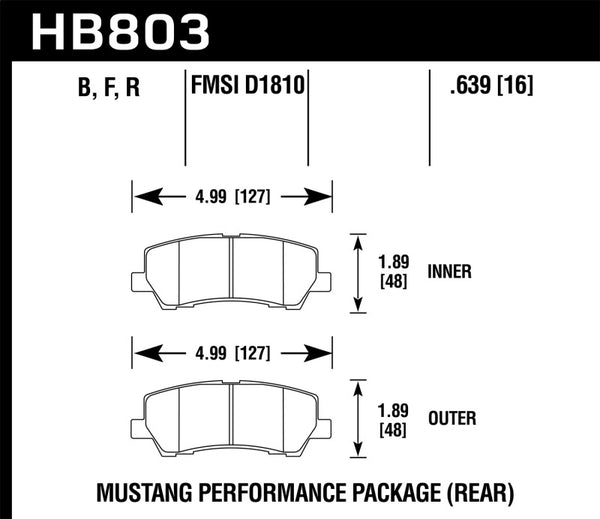 Hawk HPS Rear Brake Pads for 2016-2017 Ford Mustang Brembo