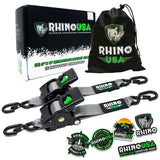 Rhino USA Retractable Ratchet Straps (2Pk 2Inx10Ft) Gray