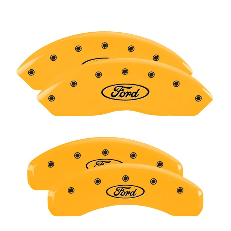 MGP 4 Caliper Covers Engraved Front & Rear Oval Logo/Ford Yellow Finish Black Char 2008 Ford F-150