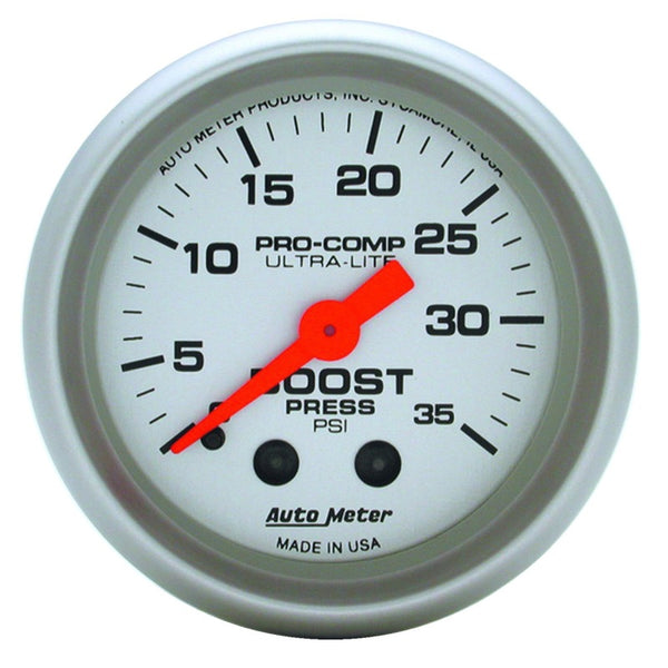 AutoMeter Ultra-Lite Mechanical Boost Gauge 52mm (2-1/16") 035 PSI