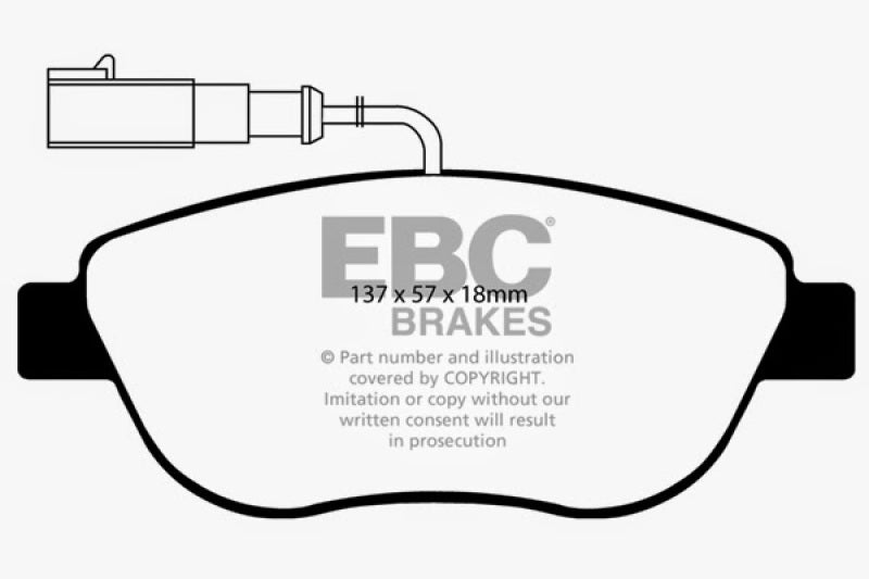 EBC 12+ Fiat 500 1.4 Turbo Abarth Yellowstuff Front Brake Pads