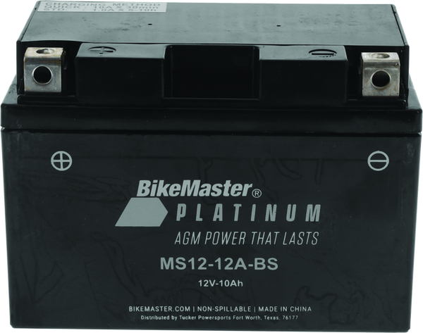 BikeMaster MS12-12A-BS AGM Motorcycle Battery - Maintenance Free