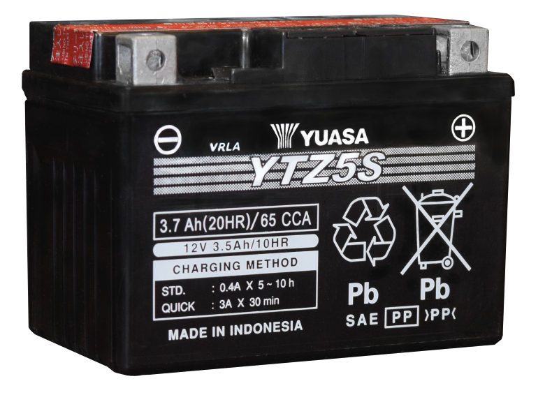 Yuasa YTZ5S-BS Maintenance Free AGM 12-Volt Battery w/Bottle