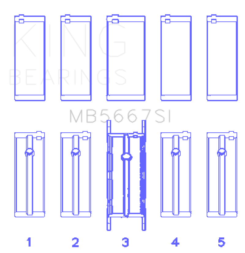 King Mini W10B16A/W11B16A (Size 0.25) Silicon Bi-Metal Aluminum Main Bearing Set