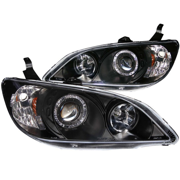ANZO Projector Headlights w/ Halo (Black) for Honda Civic 20042005