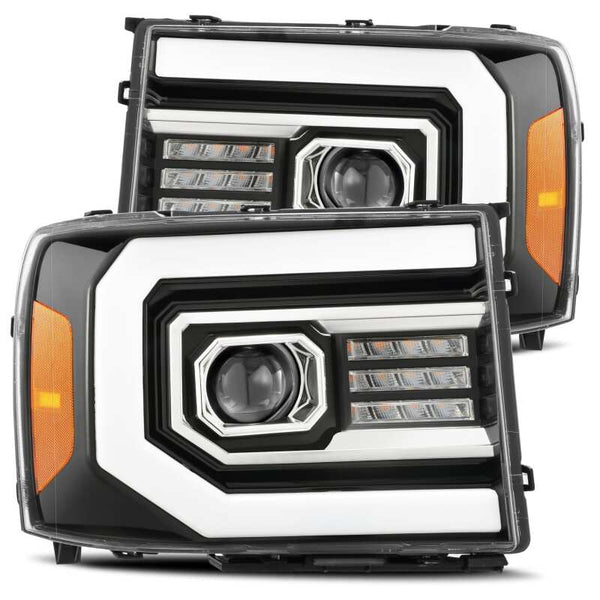 AlphaRex LUXX-Series Jet Black LED Projector Headlights  GMC Sierra 1500 (20072013)