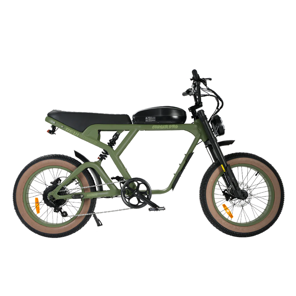 Cougar PRO Vintage Electric Ebike 750W with 60V 20AH 80 Miles Range Hydraulic Disc Brake Full Suspension