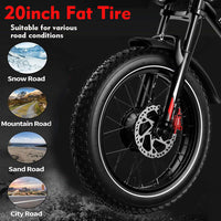 S8-Single 7 Speed 20inch Electric City Bike 48V 25AH Single Motor E-Bike Electric Fat Tire