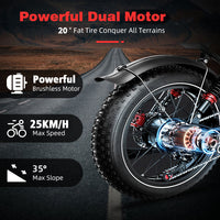 S8-Single 7 Speed 20inch Electric City Bike 48V 25AH Single Motor E-Bike Electric Fat Tire