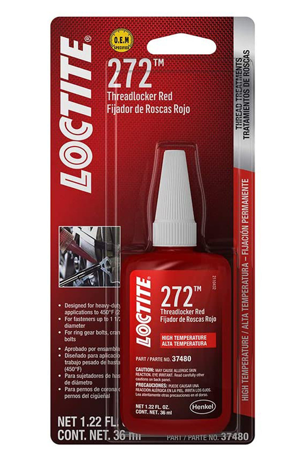 Loctite Threadlocker 272 Red Hi Temp 36ml/1.22oz