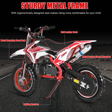 Load image into Gallery viewer, 49cc 2-Stroke Kids Dirt Bike – Gas-Powered Mini Motocross with Front &amp; Rear Disc Brakes