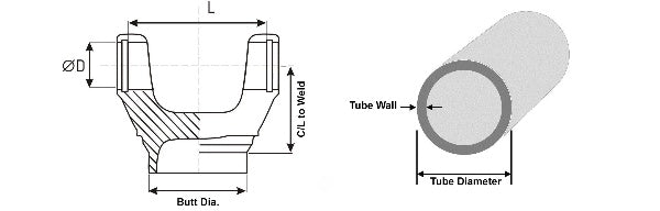 2-28-3187 Driveshaft Tub Weld Yoke 1310 Series fits 1.750" D x 0.095" Wall Tube