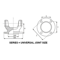 4-2-669 Flange Yoke 1550 Series with 4 x 0.512 in Holes 3.750 in Male Pilot