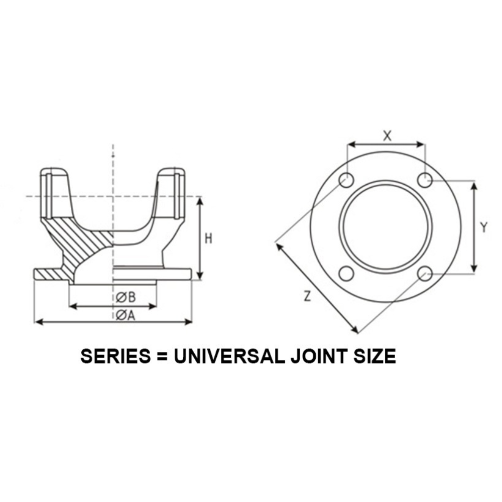 2-2-206 CV Eliminator Flange Yoke 1310 Series with 6 x 0.328" Holes 3.937M Pilot