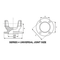 4-2-689 Driveshaft Flange Yoke 1550 Series with 8x0.375" Holes 6.625" Male Pilot