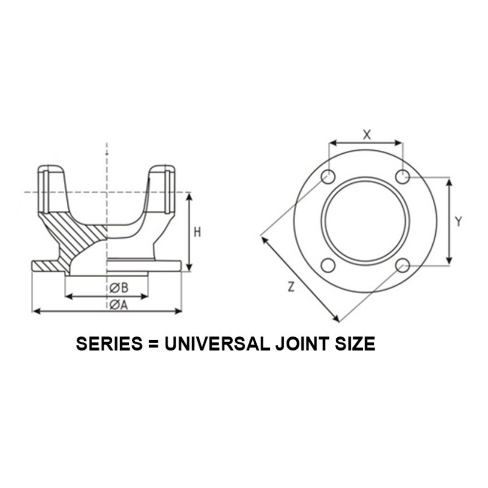 4-2-689 Driveshaft Flange Yoke 1550 Series with 8x0.375" Holes 6.625" Male Pilot