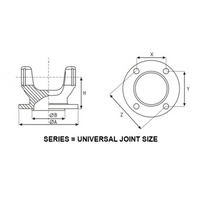 E8VY-4782-A Flange Yoke 1330 Series fits 2001-2004 Ford Mustang Expedition