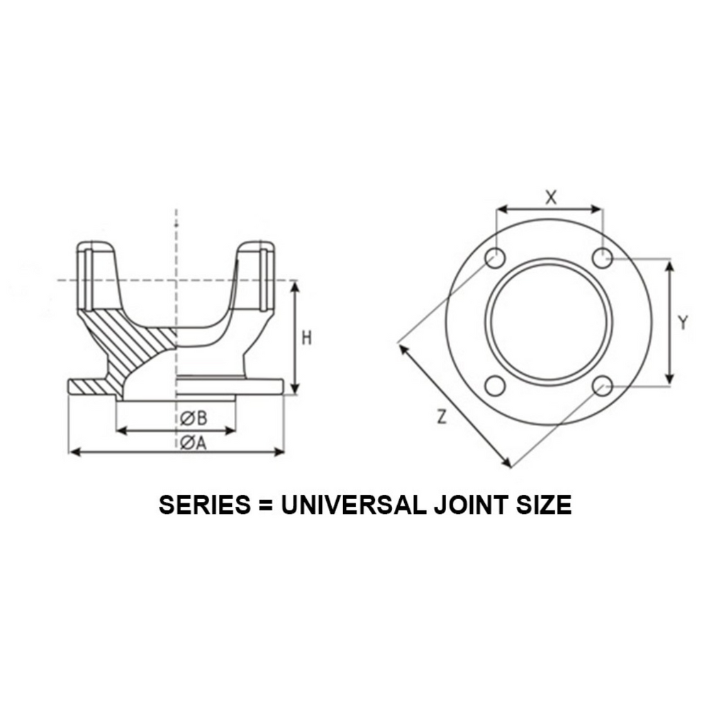 E8VY-4782-A Flange Yoke 1330 Series fits 2001-2004 Ford Mustang Expedition