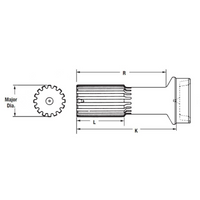 2-40-2021 1.375 in x 16 Spline Stub 1310-1350 Series fits 2.0" x 0.120 Tube