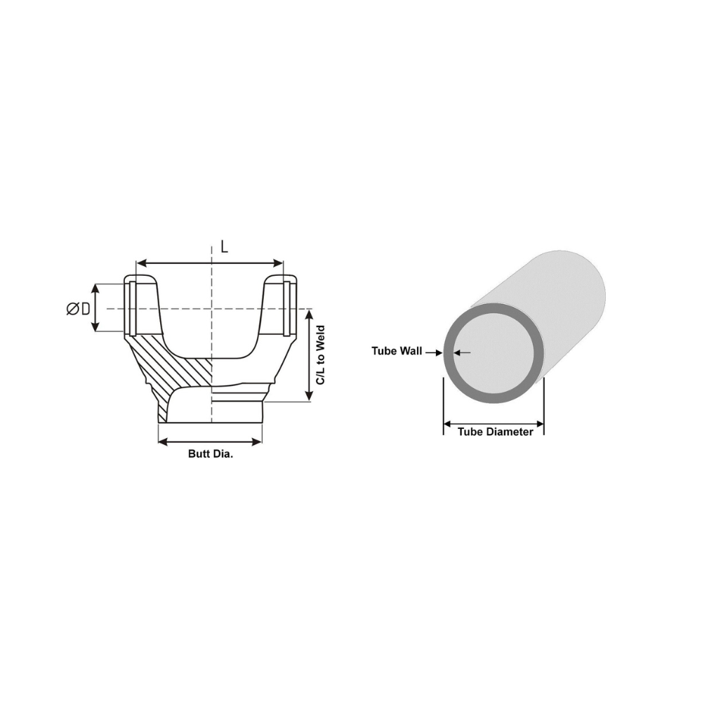 131N-28-1617 Driveshaft Tube Weld Yoke 1310 Series 2.75 in x .083 in fits Neapco