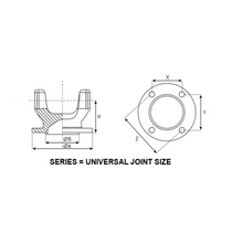 Load image into Gallery viewer, FY1310-R Driveshaft Flange Yoke 1.062 in x 3.219 in 1310 Series 54mm Pilot