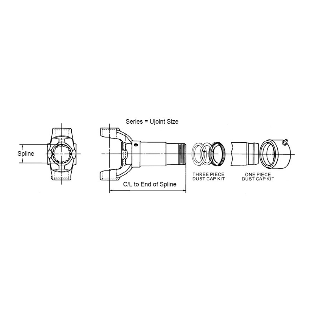 N90-3-41X Driveshaft Slip Yoke SPL90 Series 30 Splines fits Neapco Spicer