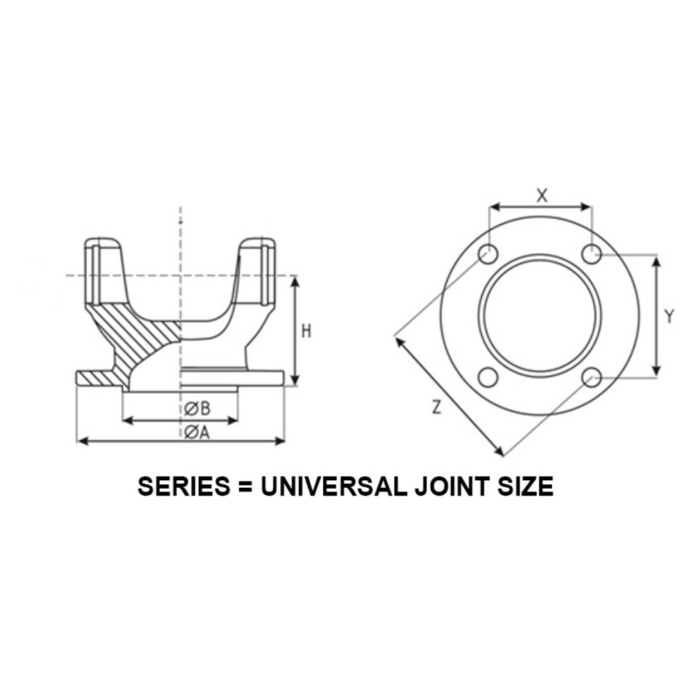 3-2-1819 Driveshaft Flange Yoke 1410 Series 4 in. x 0.5 in. Holes on 4.250BC fits PTO