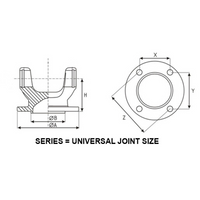 2-2-1879 Driveshaft Flange Yoke 1.062 in. x 3.625 in. 1330 Series with 2.161F Pilot
