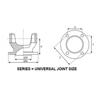 FY1310I Driveshaft Flange Yoke 1310 Series with 4 Holes 4.470 in. Outside Diameter for Toyota