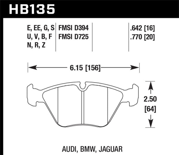 Hawk HPS 5.0 Performance Front Brake Pads for 1989-1995 BMW 525i