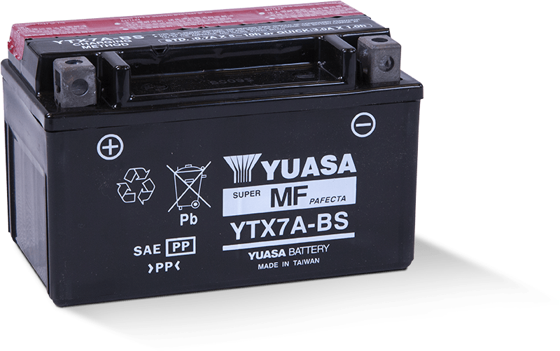 Yuasa YTX7A-BS Maintenance Free AGM 12-Volt Battery w/Bottle