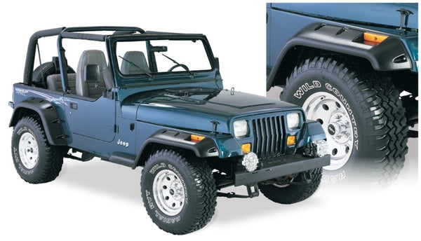 Bushwacker Cutout Style Fender Flares for 87-95 Jeep Wrangler - Black