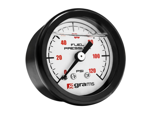 Grams Performance Universal Fuel Pressure Gauge 0-120 PSI - White Face
