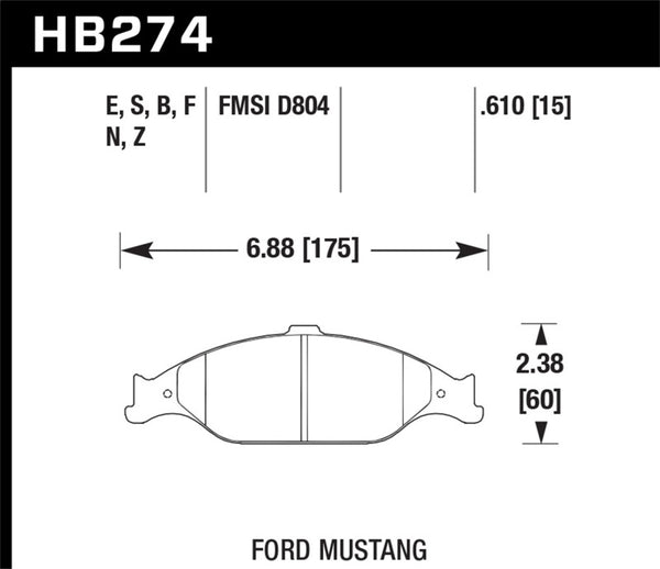Hawk HPS Performance Brake Pads for 99-04 Ford Mustang Base/GT