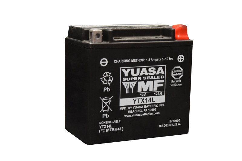 Yuasa YTX14L Maintenance Free AGM 12-Volt Battery