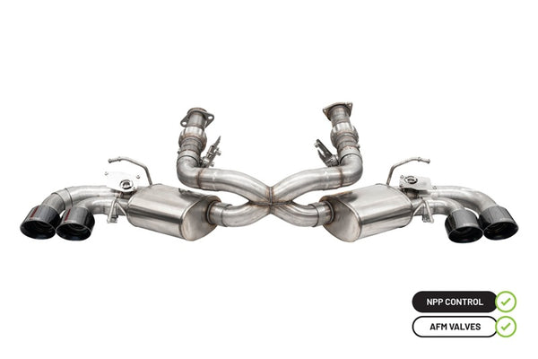 Corsa 2020-2025 Corvette C8 3in Valved Cat-Back with 4.5in Black Quad Tips