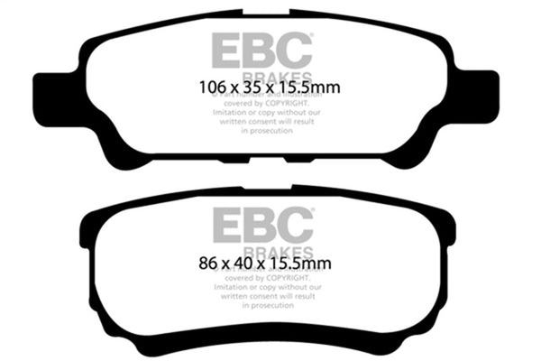 EBC Yellowstuff Rear Brake Pads for 2011-2014 Chrysler 200 2.4