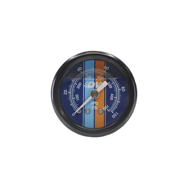 DeatschWerks 1.5in Mechanical Fuel Pressure Gauge - 0-100 PSI, Black Housing, Blue Face