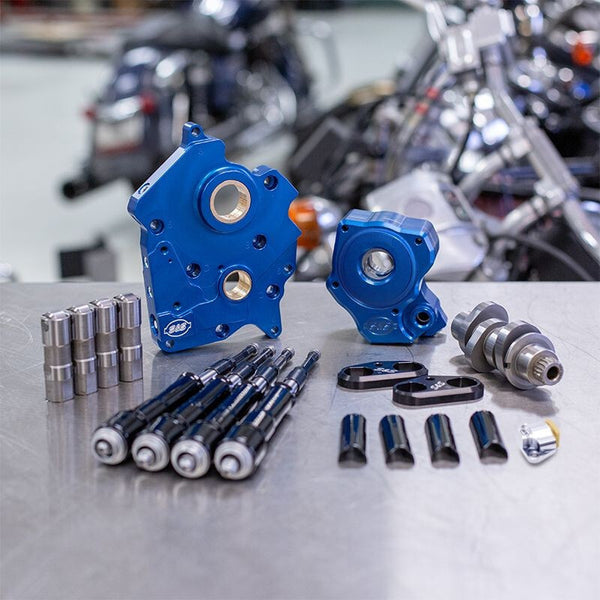 S&S Cycle 2017+ Oil Cooled M8 Models Chain Drive 465C Cam Chest Kit w/ Blk Pushrod Tubes - Incl. VVT