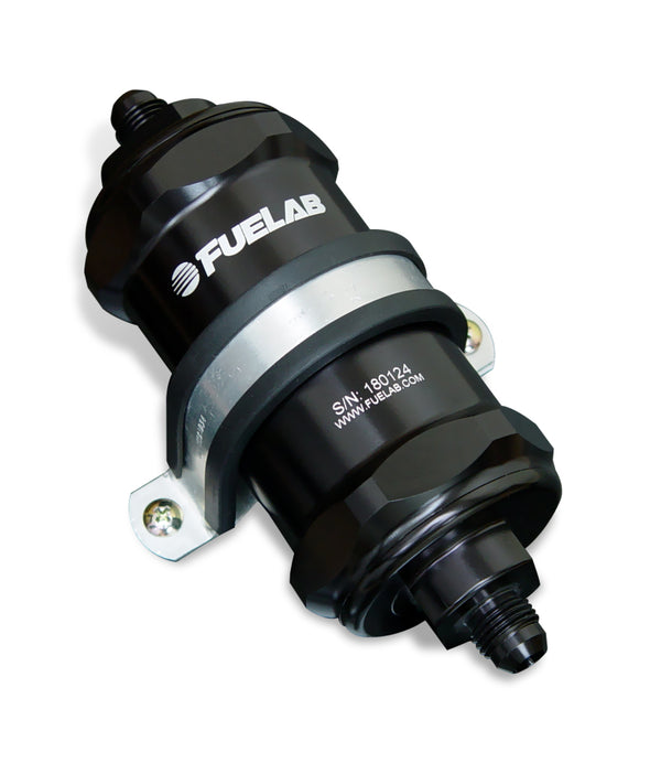 Fuelab 818 In-Line Fuel Filter -8AN In/Out 40 Micron Stainless Steel - Black