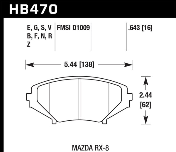 Hawk RX8 2004-2009 HP+ Performance Front Brake Pads (D1009)