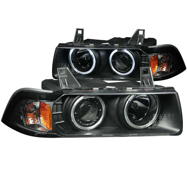 ANZO Projector Headlights w/ CCFL Halo (Black Housing) for 1992-1998 BMW 3 Series E36
