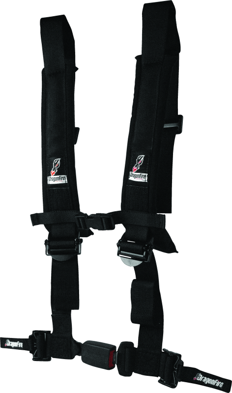 DragonFire Racing H-Style 4-Point Harness - EZ-Adjust - 2in Buckle - Black