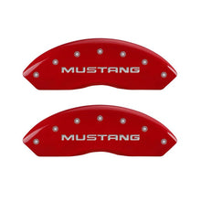 Load image into Gallery viewer, MGP 4 Caliper Covers Engraved Front Mustang Engraved Rear Pony Red finish silver ch